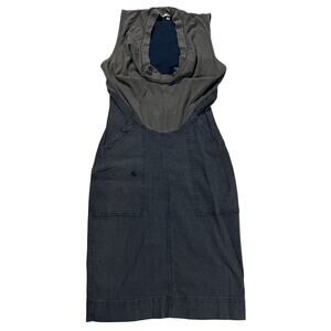 Prairie Underground Sheath Day Dress Large Gray Sleeveless Cowl Neck W/ Pockets